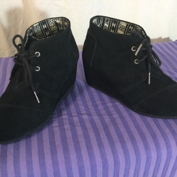 Toms Ankle Boots Suede Desert Wedge - Picture 4 of 7